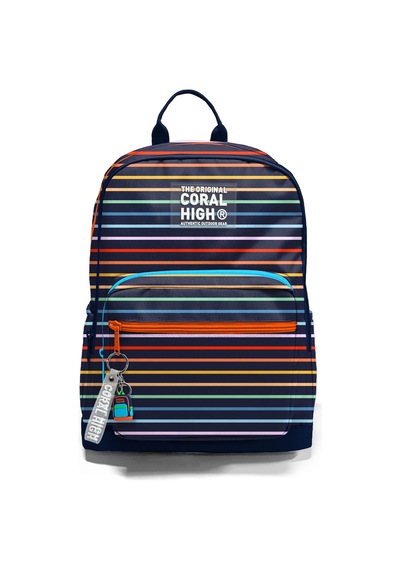 Coral High Çok Renkli Çizgi Desenli Okul Sırt Çantası 33231 Lacivert