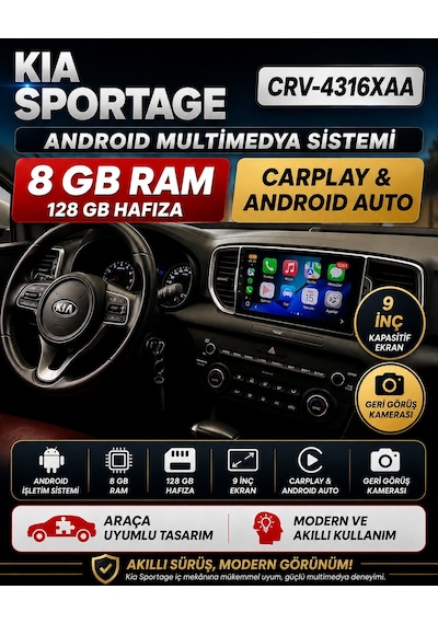 Kia Sportage Android Multimedya Sistemi 2016-2018 Crv-4316xaa
