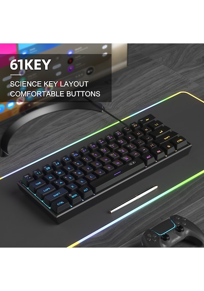 Magegee Ts91 61 Tuş Rgb Kablolu Siyah Membran Türkçe Q Gaming Klavye