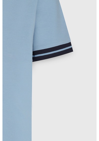 AC&Co / Altınyıldız Classics Erkek Acık Mavı Slim Fit Dar Kesim %100 Pamuk Polo Yaka Tişört Acık Mavı