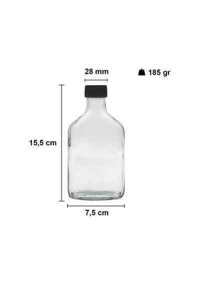 200 Ml Şeffaf Cold Brew Sızdırmaz Siyah Plastik Kapaklı 200 Cc Soğuk Kahve Yassı Boş Cam Şişe 1 Adet Diğer