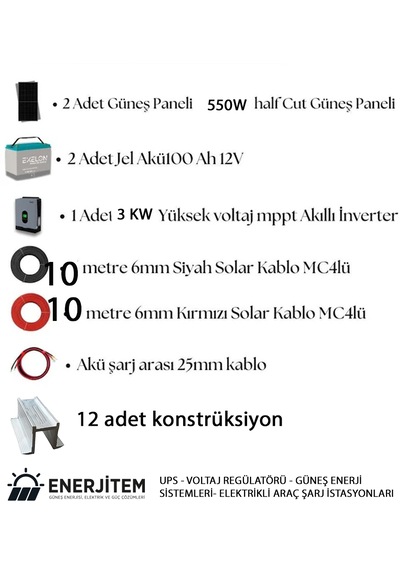 Enerjitem 3 Kw Güneş Enerjisi Solar Paket,tüm Malzemeler