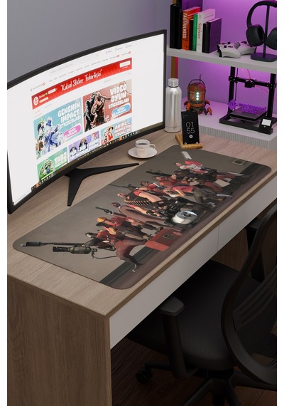 Team Fortress Kaymaz Dikişli Kauçuk Oyuncu Mousepad V2 - 90x40 Xxl Gaming Mouse Pad Fare Altlığı