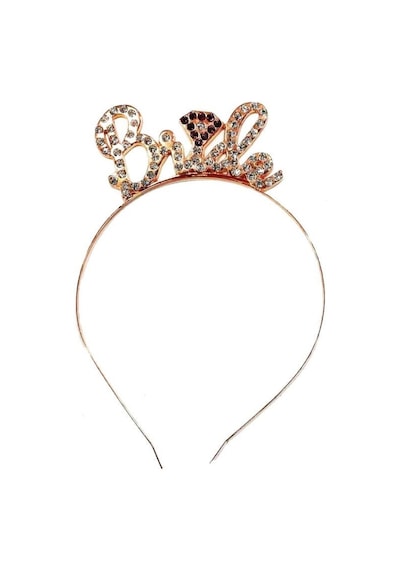 Bride Metal Taşlı Lüks El Yazılı Rosegold Taç Bekarlığa Veda Parti Aksesuarı Diğer