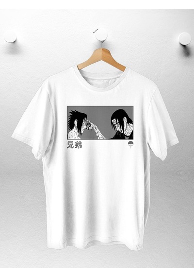 Unisex Kadın Erkek Uchiha Itachi Naruto Anime Karakter Tasarım Baskılı Oversize Beyaz T-shirt Beyaz Mck1783 Beyaz