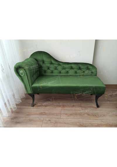 Dekoratif Bihter Koltuk Josefin Puf 110 Cm Siyahayak Yeşil