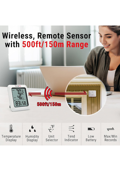 Tr Thermopro Tp60 Kablosuz İç Ve Dış Mekan Termometresi, 60m Menzilli Dijital Sıcaklık Ve Nem Takip Monitörü