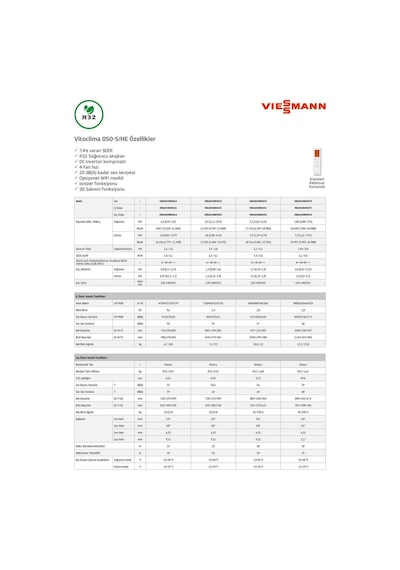 Viessmann Vitoclima 050-S/HE Pro+ Serisi 2025 Yeni 18000 BTU Inverter Duvar Tipi Klima