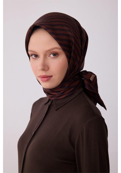Belli İpek Eşarp - 4325-31 Kahverengi Twill