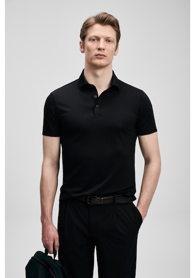 Lufian Jaxon Hi- Tech Performance Dikişsiz Polo Tişört Siyah 111040241100100