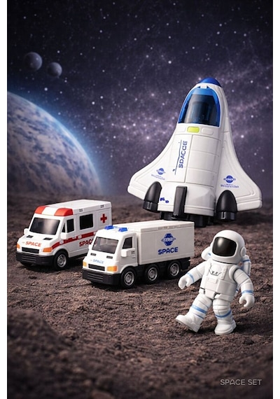 Uzay İstasyon Oyuncağı Set Oyuncak Roket Uzay Mekiği Uzay Aracı Ay Taşıtı Astronot Ambulans