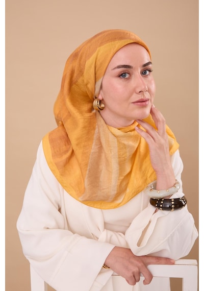 Silk Home Olinda İpek Eşarp 47005-05 Turuncu, Sarı, Bej, Kiremit, Taba