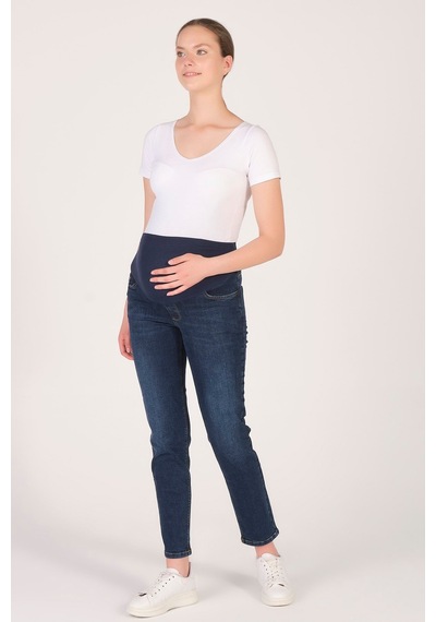Busa Hamile Mom Fit Kot Pantolon Koyu Lacivert-koyu Lacivert