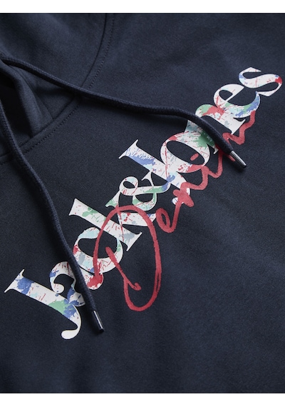 Jack & Jones Erkek Gögüs Baskili Kapüsonlu Sweatshirt - Tom - 12298419 Lacivert