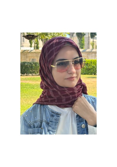 Aldaıyr Jakarlı Caz Eşarp 120 X120 Pamuk İkinci Desen Bordo