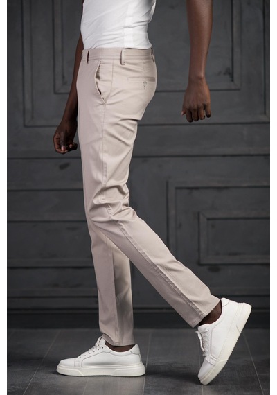 Perpant Slimfit Küçük Armürlü Yazlık Pamuklu Gabardin Pantolon Taş