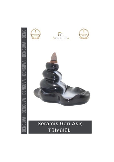 Tütsülük İthal Seramik Dekoratif Şelale Desenli Şık Aromatik Hediye Modern Oda Kokusu Biblo 8 12 Cm