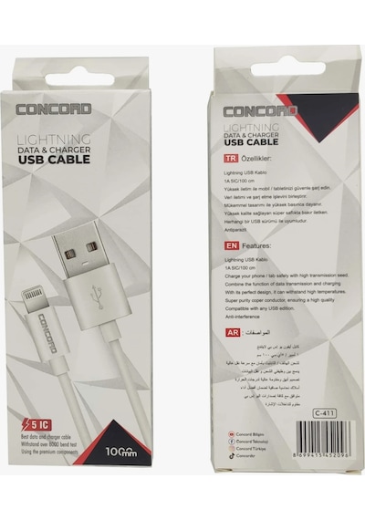 Lightning Data Ve Şarj Usb Kablo Concord C-411 Type-c