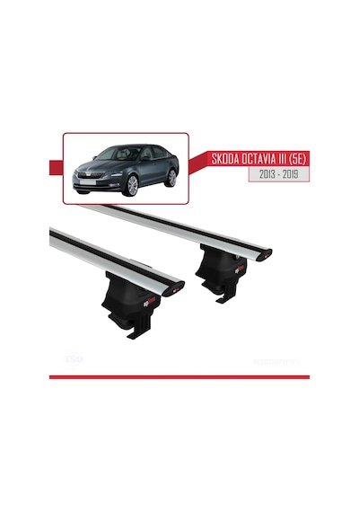 Skoda Octavia Iıı 5e 2013-2019 Arası İle Uyumlu Ace-4 Ara Atkı Tavan Barı Gri