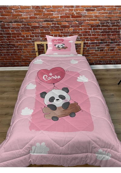 Uçan Panda Pembe Yorgan Seti