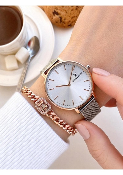 Daniel Klein 2 Yıl Garantili Hasır Çelik Kordon 3 Atm Suya Dayanıklı Kadın Kol Saati Hs12809.6 Rose Gold