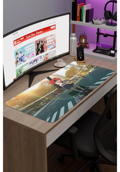 Bochi The Rock Anime V3 - 90x40 Xxl Gaming Kauçuk Kaymaz Taban Mouse Pad Fare Altlığı