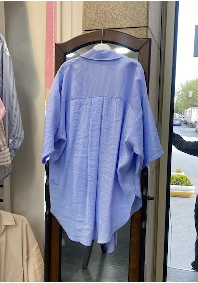 Pera Moda Önden Bağlamalı Uzun Kimono Yazlık İnce Gömlek Hırka Modeli Mavi