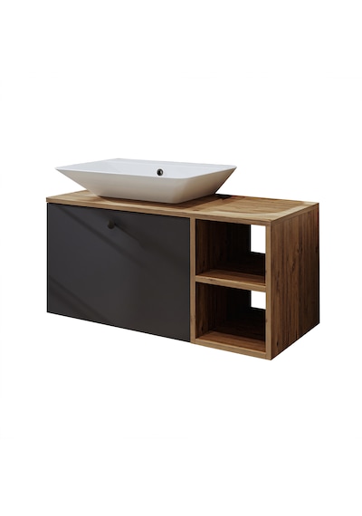 Lotus Ayaksız Lavabolu Mdf 95 Cm Çekmeceli Banyo Alt Dolabı Atlantik Çam - Antrasit Lotus Ayaksız Lavabolu Mdf 95 Cm Çekmeceli Banyo Alt Dolabı Atlantik Çam - Antrasit