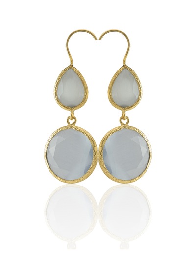 Kadir Jewellery 22 Ayar Altın Kaplama Kadın Taşlı Küpe -el İşçiliği Ve Hipoalerjenik Küpe Gri 70264029