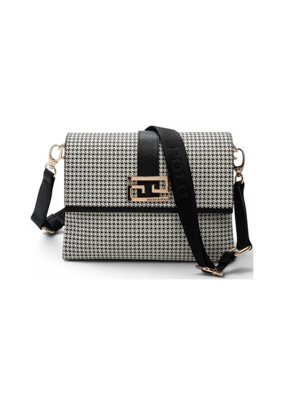 Silver & Polo Silver Polo Siyah - Siyah Kaz Ayağı Ekose Kadın Çapraz Çanta Sp1009