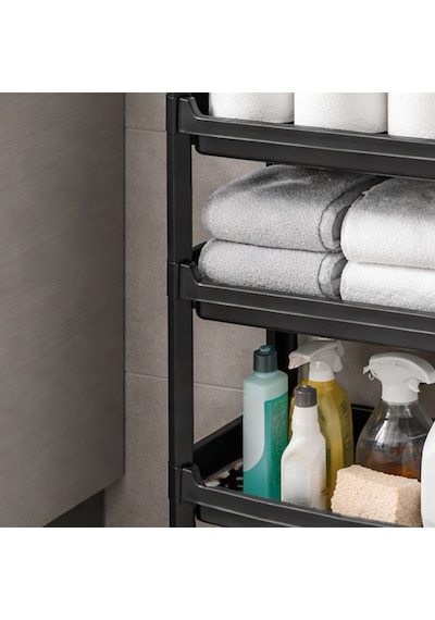 Porsima Org-74-ecom 4 Katlı Düzenleyici-banyo Mutfak Organizer Raf Siyah
