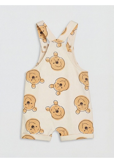 Nevaa Collection Ekru Winnie The Pooh Baskılı Erkek Bebek Salopet Ve Tişört Ekru