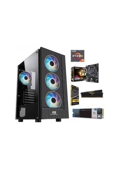 APU AMD Ryzen 3 2200G 16 GB DDR4 250 GB NVMe SSD Free Dos Oyuncu Bilgisayarı