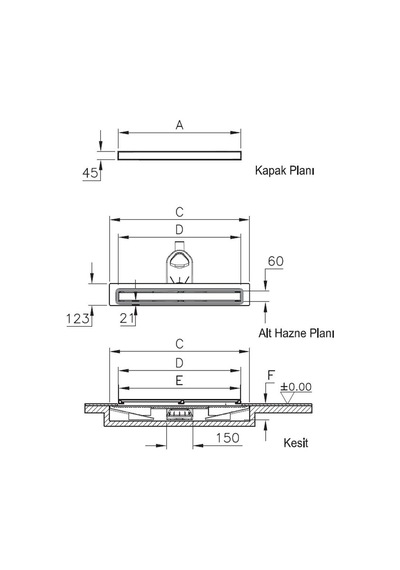 VitrA V-Flow DK100 Style 50 Cm Duş Kanalı Krom 5998036100