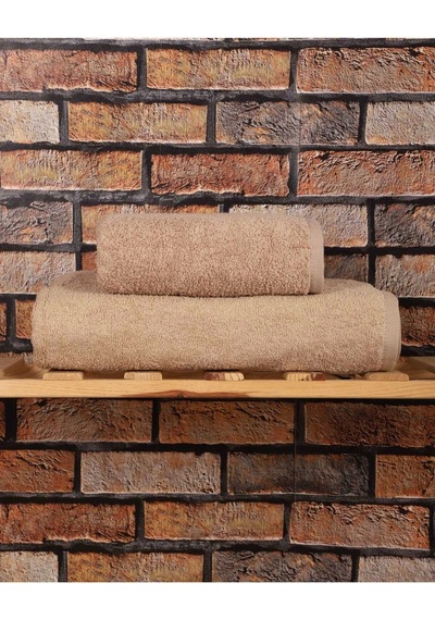 2 Parça %100 Pamuklu Soft Lüx Banyo Havlu Seti Kahve Çok Renkli