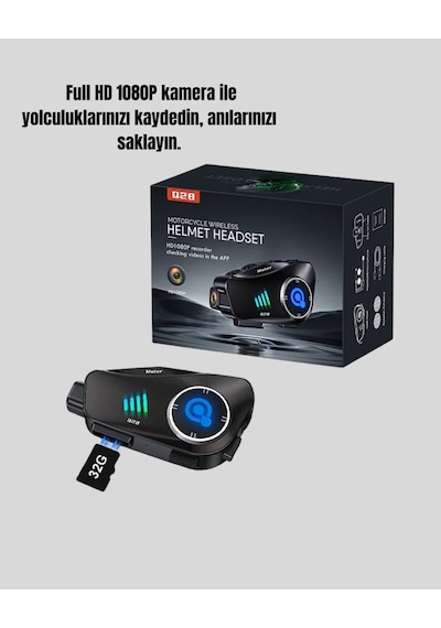 Q28 Motosiklet Kask Bluetooth Kulaklık Full Hd 1080p Kamera 26410366
