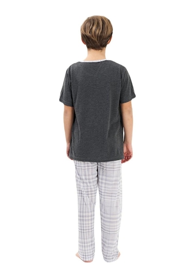 Yeni İnci Kısa Kollu Ekose Erkek Çocuk Pijama Takım Cep341 001