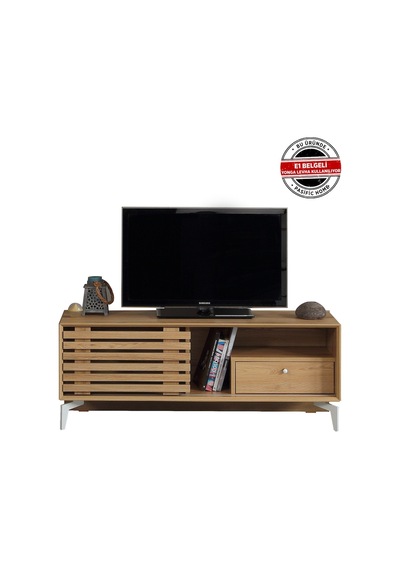 Lulu Metal Ayaklı Tv Ünitesi 100Cm / Sürgülü Kapaklı Tv Sehpası