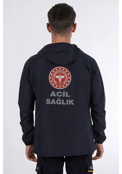 Lacivert 112 Acil Sağlık Kanguru Cep Rüzgarlık Unisex
