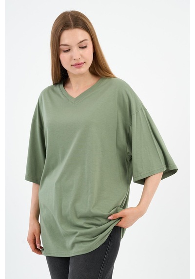 V Yaka Oversize T-shirt E24-742a-wn Mint