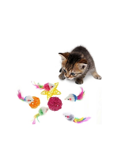 Peluş Fare Renkli Kedi Oyuncağı 4.5 Cm