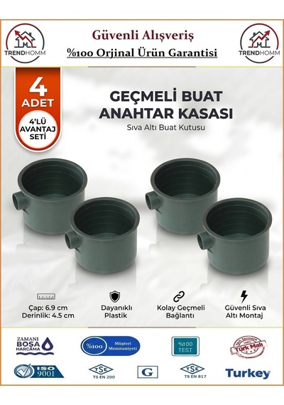Trendhomm Anahtar Kasası - Geçmeli Sıva Altı - 4 Adet