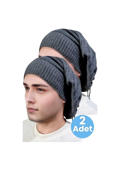 Uniquetrenders 2'li Erkek Kışlık Triko Örgü Bere Ve Boyunluk Füme-füme Füme