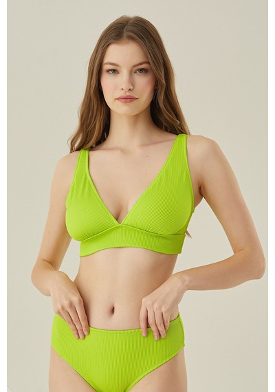 Loya Kadın Yeşil Reps Üçgen Tek Üst Bikini