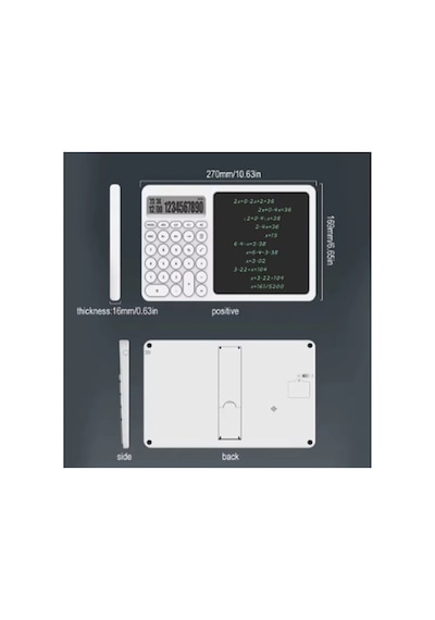 Zenvia Çok Amaçlı Digital Hesap Makinesi Lcd Ekran Yazma Tableti Ofis Okul İçin Silinebilir El Yazısı Not Defteri
