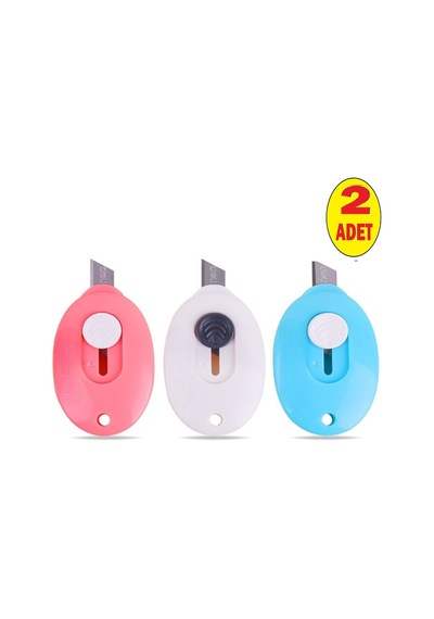 2 Adet Ultra Keskin Çelik Bıçaklı Mini Tekli Anahtarlıklı Falçata Maket Bıçağı
