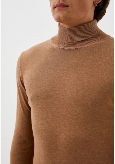 Erkek Tam Balıkçı Boğazlı Triko Camel Slim Fit Pamuklu Sık Örme Kazak Ncs Jeans 3003-camel Camel