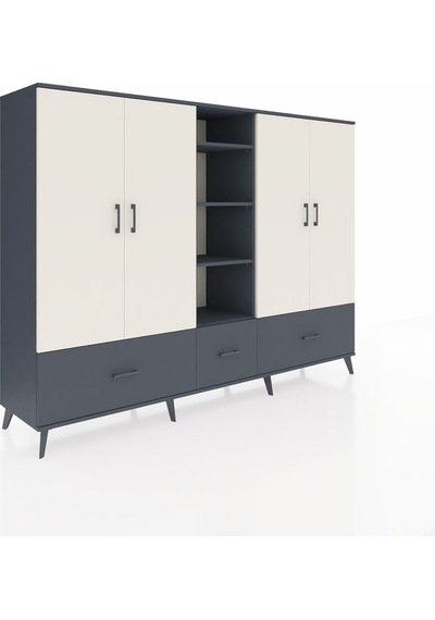 Hyperion Dolap 12 Raflı 3 Çekmeceli 4 Kapaklı 220x44x163 Antrasit Antrasit-aytaşı/antrasit Hyperion Dolap 12 Raflı 3 Çekmeceli 4 Kapaklı 220x44x163 Antrasit Antrasit-aytaşı/antrasit