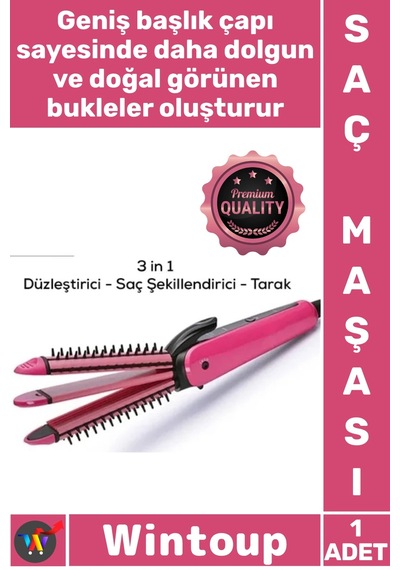 Maşa Profesyonel Seramik Hızlı Isınan Hacim Veren Bukle Yapıcı Kalın Başlıklı Şık Rulo Taraklı Maşa