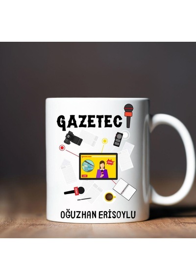 Gazetecilere Özel Tasarımlu Kupa Bardak Saydam